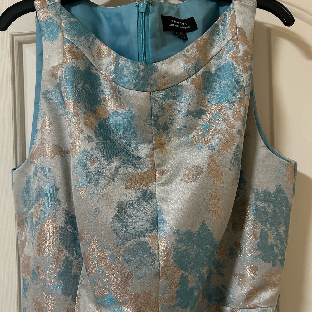 NWOT- Aidan Mattox Blue and Gold Floral Dress